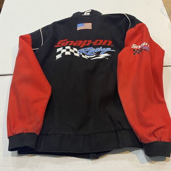 Choko Motorsports Snap On Racing Jacket Vintage Size XL Zip Up Coat Black Red - Picture 2 of 16